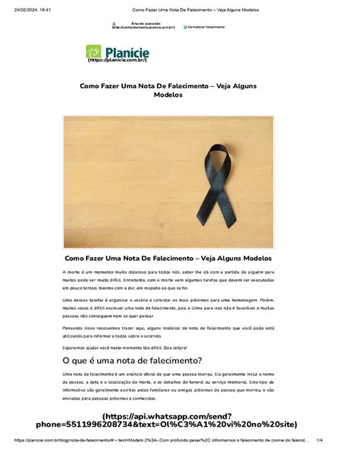 Como Fazer Uma Nota De Falecimento – Veja Alguns .
